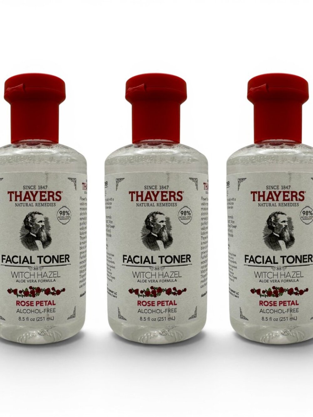 3 Pack Thayers Rose Petal Facial Toner Witch Hazel Aloe Alcohol-Free 8.5oz each